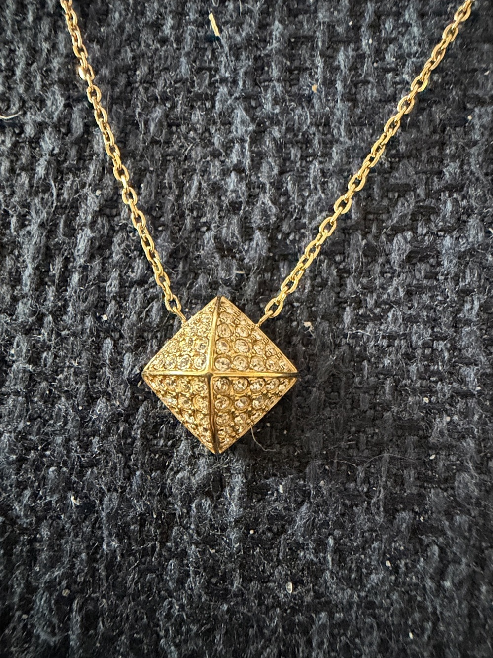 Michael Kors Gold Pavé Cube Pendant Necklace